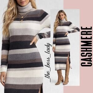Charter Club cashmere sweater dress midi turtleneck soft cozy ribbed Small